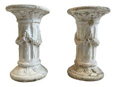 Pair of cast stone classical design pedestals