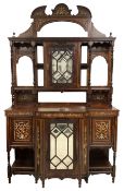 Victorian inlaid rosewood mirror back display cabinet