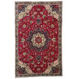 Persian Tabriz red ground rug