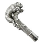 Victorian silver walking cane handle