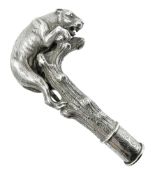 Victorian silver walking cane handle