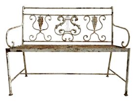 Regency design wrought metal garden bench