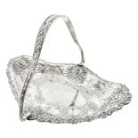 Edwardian silver swing handled basket