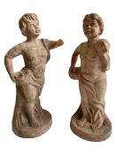 Pair of terracotta garden figures