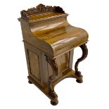 Fine and unusual 19th century olivewood piano top davenport