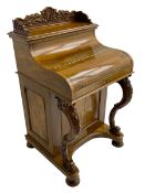 Fine and unusual 19th century olivewood piano top davenport