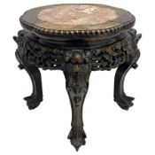 Early 20th century Chinese hardwood and marble top jardiniere or urn stand