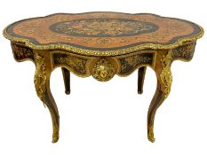 Early 20th century French marquetry inlaid kingwood and ebony centre table