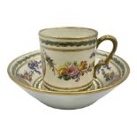 Sevres soft paste porcelain coffee can and saucer with date code for 1780