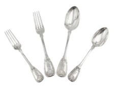 George IV Scottish silver Kings pattern cutlery for six place settings