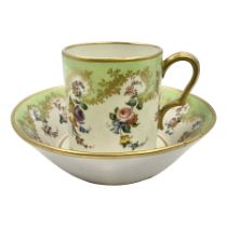 Sevres soft paste porcelain coffee can and saucer with date code for 1754