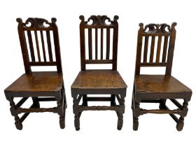 Set of three 18th century oak chairs