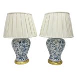 Pair of large table lamps of baluster form