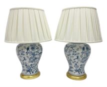Pair of large table lamps of baluster form