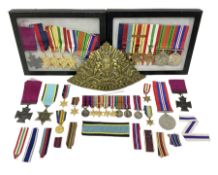 Sixteenth Lancers helmet plate; seventeen replica medals including three VCs