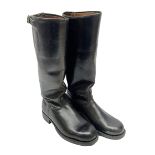 WW2 German pair of black leather parade/jack boots with adjustable calf straps; both stamped interna