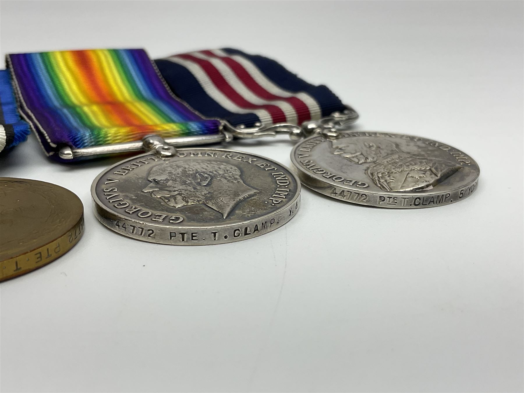 WW1 Military Medal group of three comprising MM - Image 6 of 8