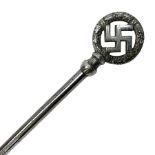 WW2 German chromium plated car pennant mounting pole with two fixing eyes L42.5cm including threaded