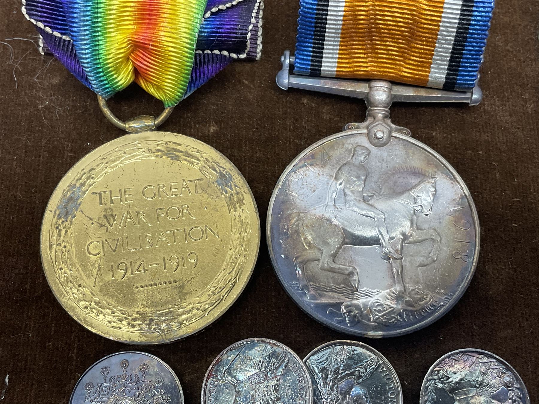 DOW Eure-et-Loir group of seven Boer War/WW1 medals comprising Queens South Africa Medal with three - Image 12 of 18