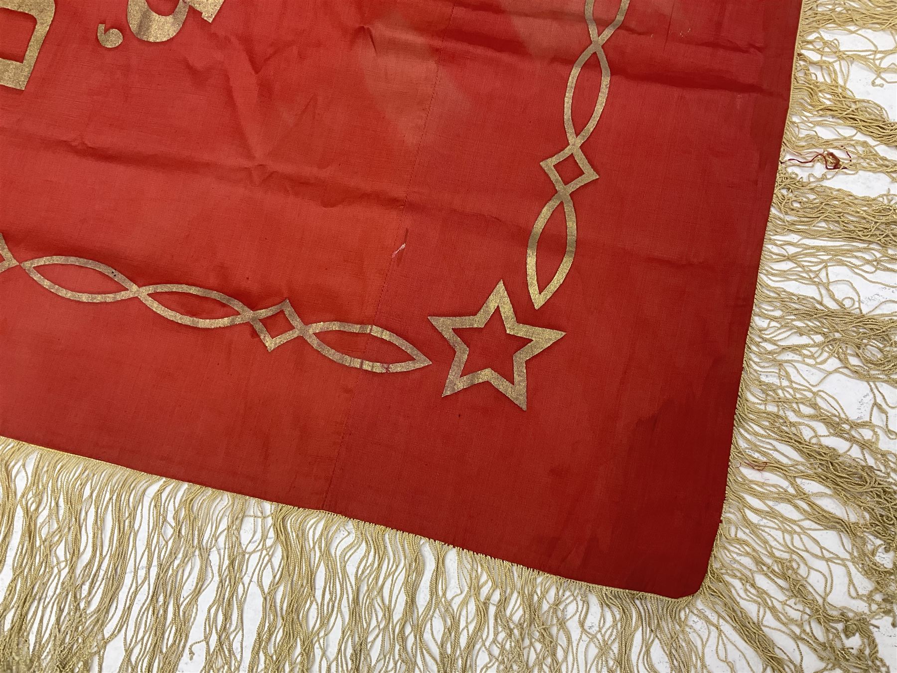 1970s Soviet banner printed in gold on a red ground - Image 9 of 38
