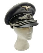 WW2 German Luftwaffe Officer's visor cap with cloth badges