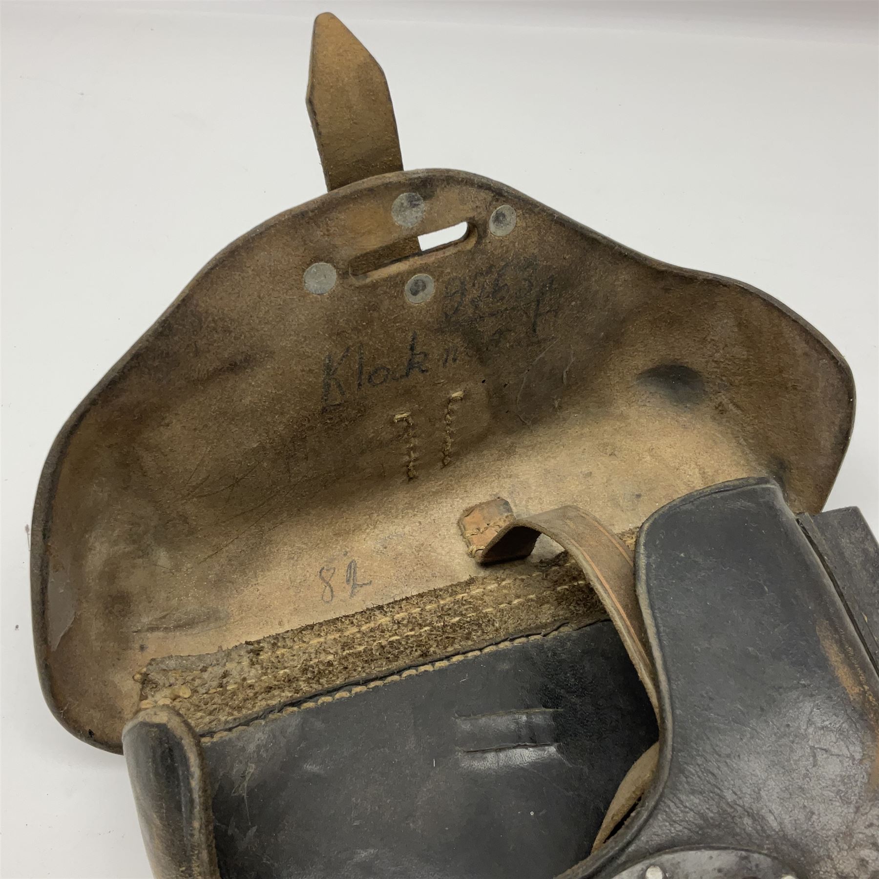 WWII German brown leather holster with side magazine pouch for a Walther P.38 semi-automatic pistol - Image 5 of 16