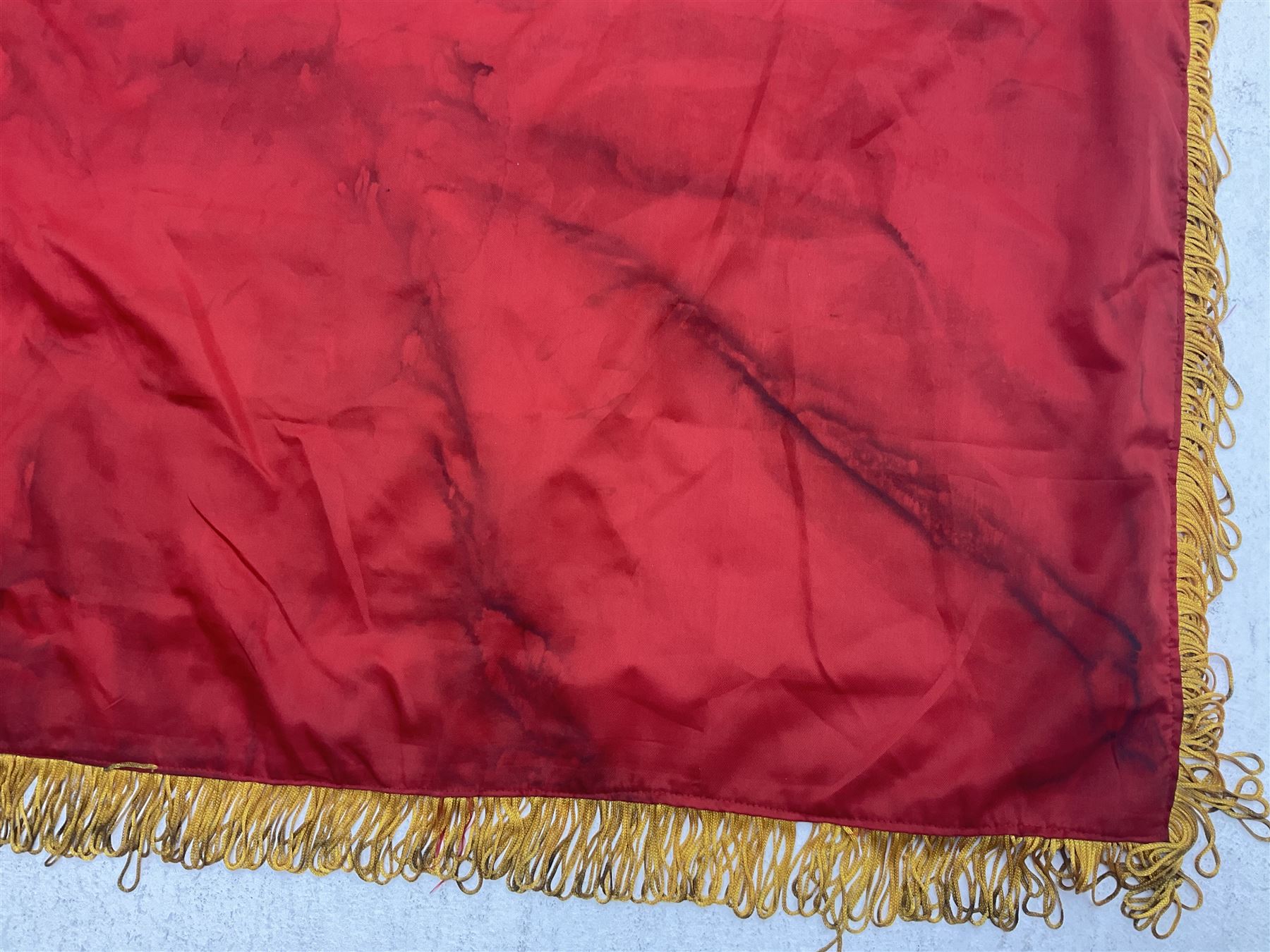 1960s North Vietnam banner embroidered in yellow thread on a red ground - Image 12 of 14