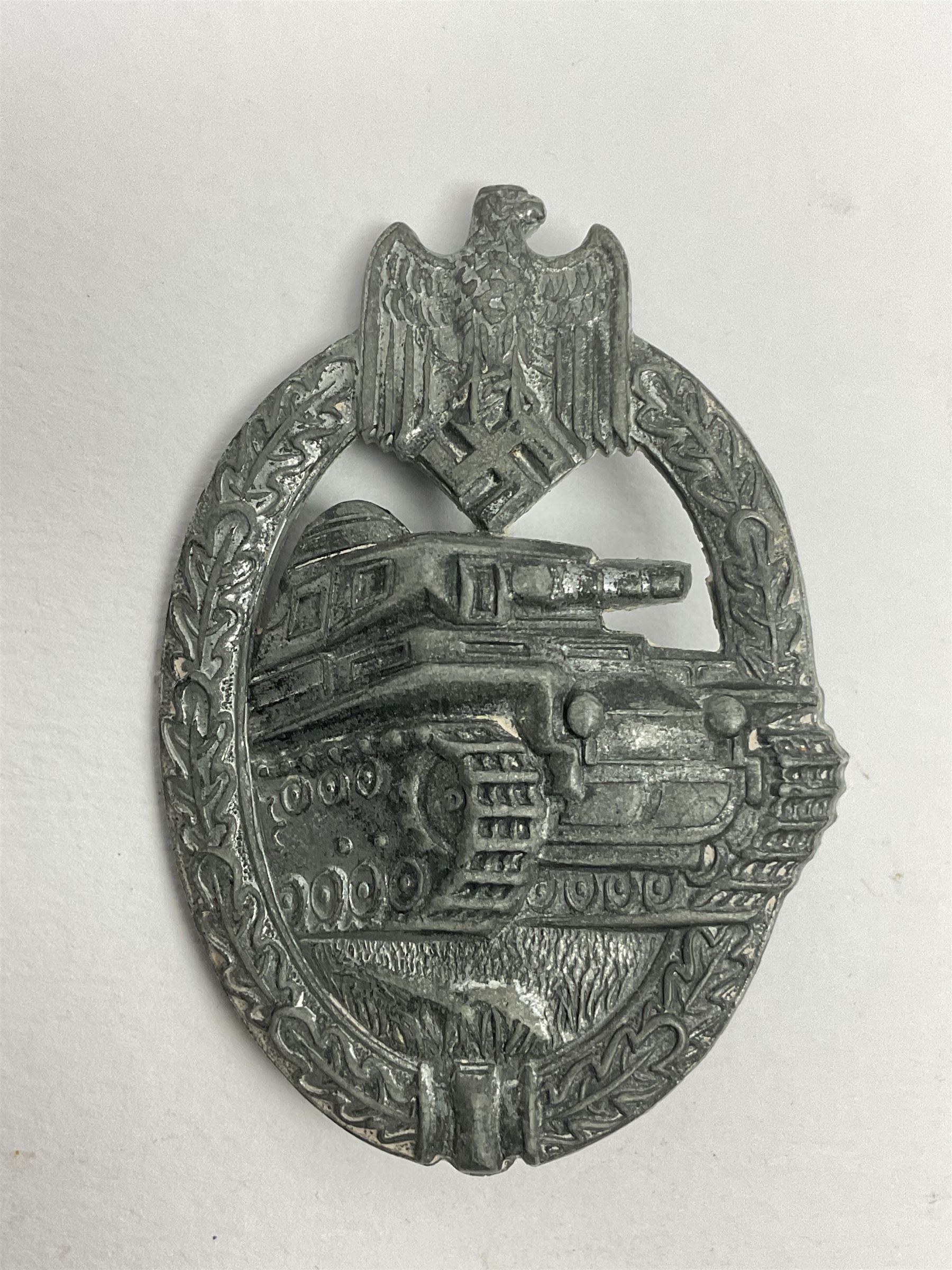 Two WW2 German Panzer Assault/Tank Battle badges - both with traces of silvering; one marked R.K. (R - Image 2 of 7