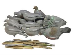 Eighteen plastic pigeon decoys comprising ten full body and eight shells with quantity of various st