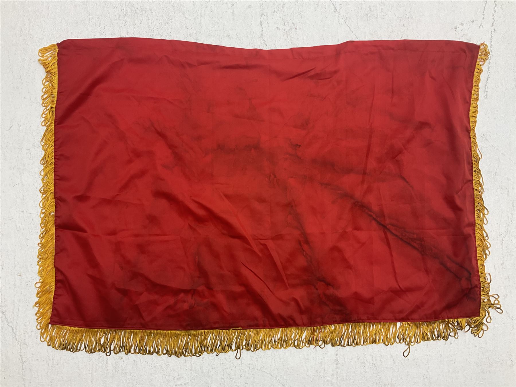 1960s North Vietnam banner embroidered in yellow thread on a red ground - Image 11 of 14