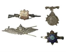 Popski's Private Army sterling silver cap badge; and two silver sweetheart brooches for Highland Lig