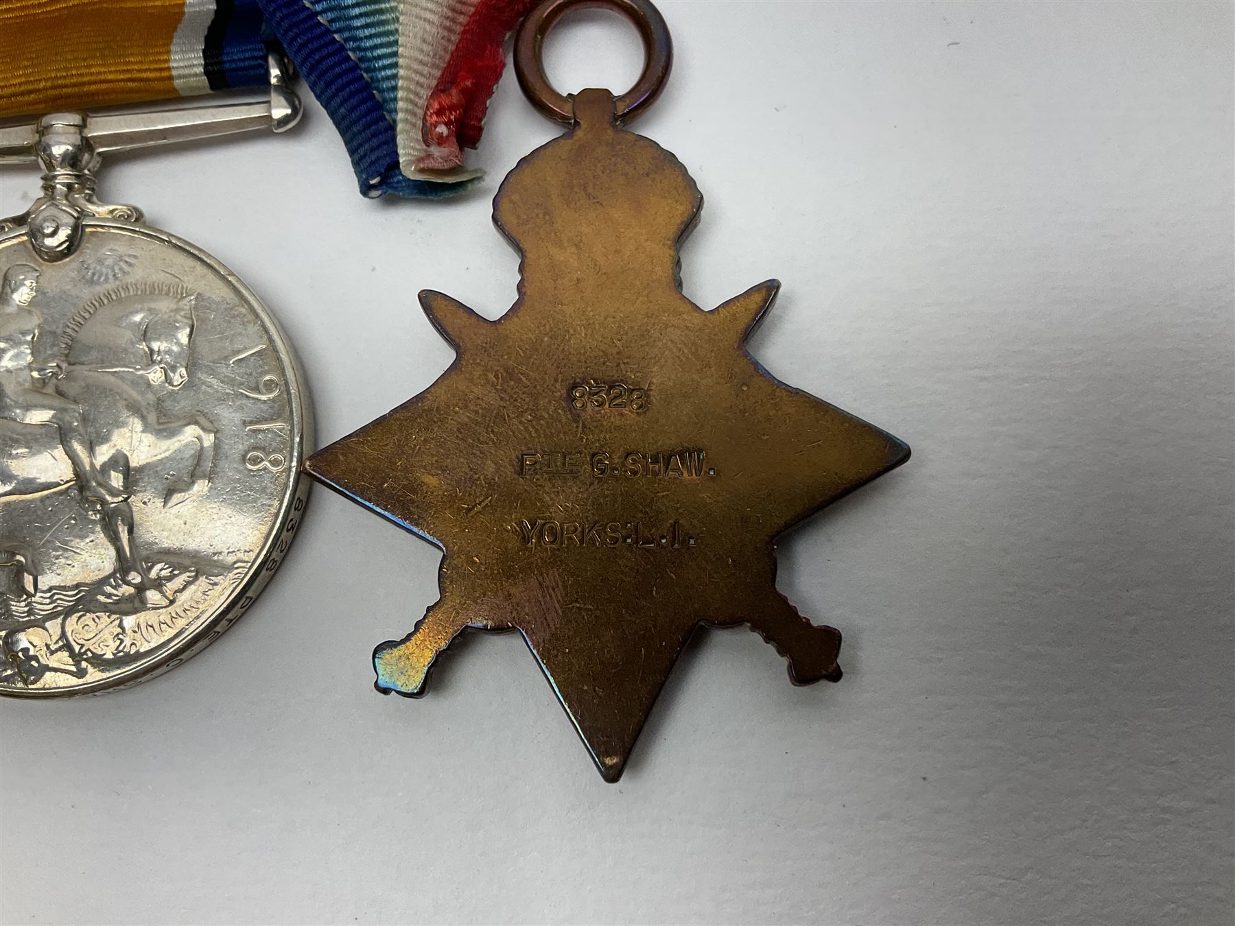 WW1 group of three medals comprising British War Medal - Image 11 of 14