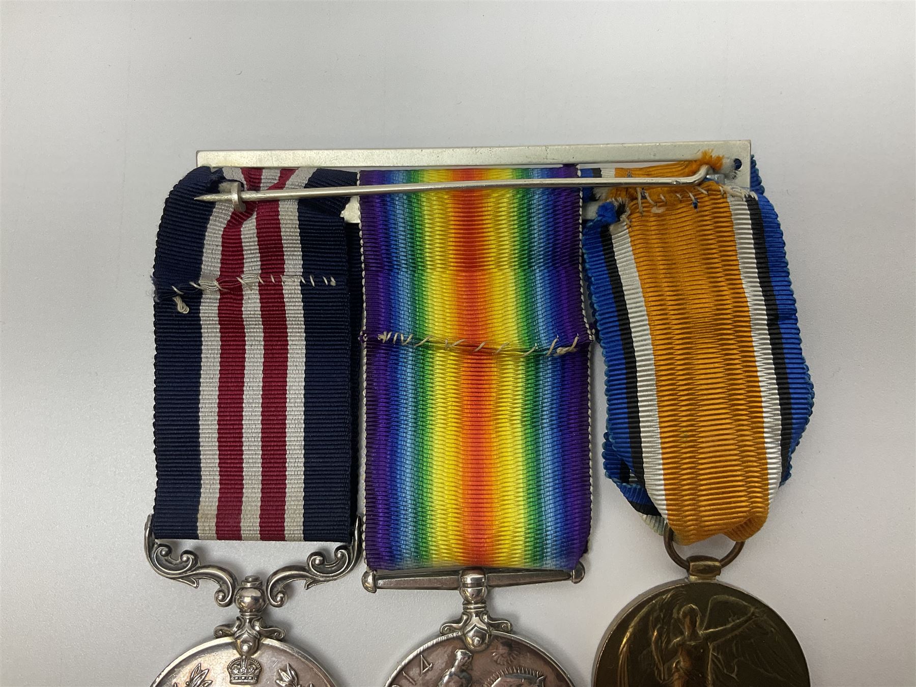 WW1 Military Medal group of three comprising MM - Image 4 of 8