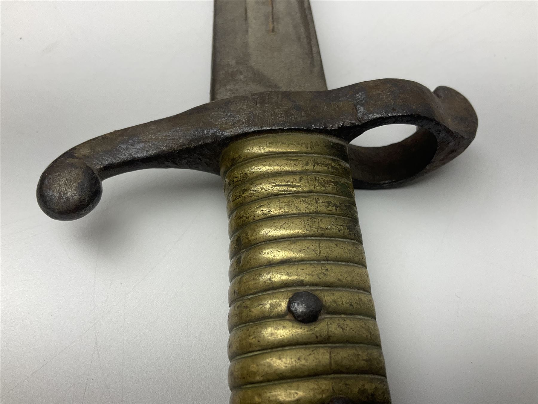 French model 1842 sabre bayonet with 57cm fullered steel blade and steel scabbard L70.5cm overall; 1 - Image 3 of 38