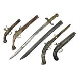 French model 1842 sabre bayonet with 57cm fullered steel blade and steel scabbard L70.5cm overall; 1