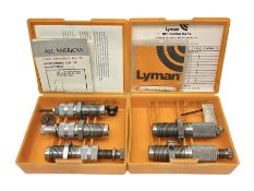 Two sets of reloading dies by Lyman comprising .303 British and .44 Magnum; both in original boxes