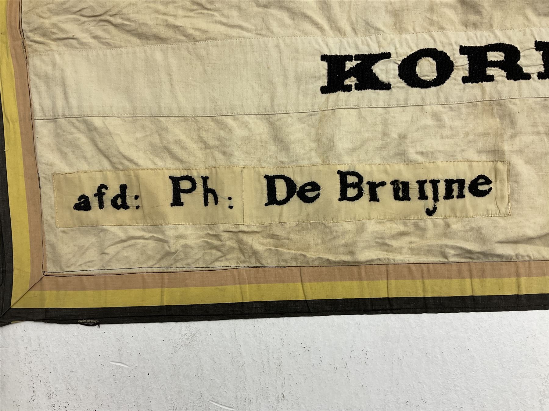 WW2 Belgian Partisan/Resistance two-sided banner embroidered in black on a cream ground 'Belgische P - Image 20 of 28