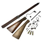 Quantity of spare parts for .577/450 Martini Henry rifle including two stocks
