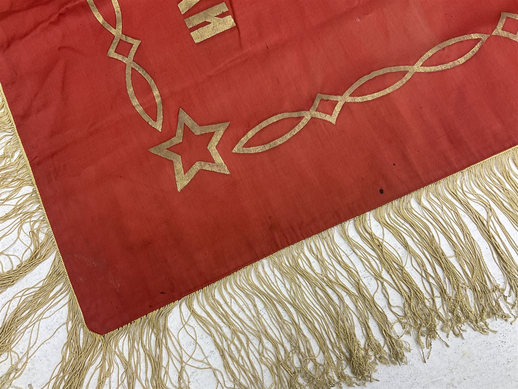 1970s Soviet banner printed in gold on a red ground - Image 8 of 38