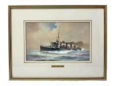 H. Whithead (20th century) - WW1 ship's portrait entitled H.M.S. Bat T.B.D. depicting the Royal Navy