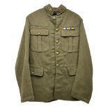 British M22 khaki tunic for the Hampshire Regiment with WW1 trio ribbon bar