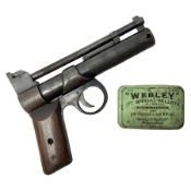 Webley 'Junior' .177 air pistol with top lever action and wooden grips; marked The Webley Junior .17