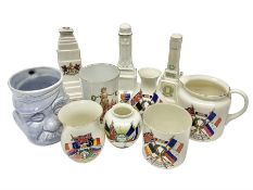 Ten WW1 crested china and other commemorative models including three war memorials/cenotaphs