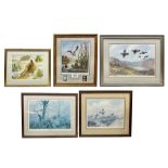 Five limited edition framed coloured prints of shooting interest comprising after C. Stanley Todd ga