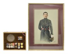 DOW Eure-et-Loir group of seven Boer War/WW1 medals comprising Queens South Africa Medal with three