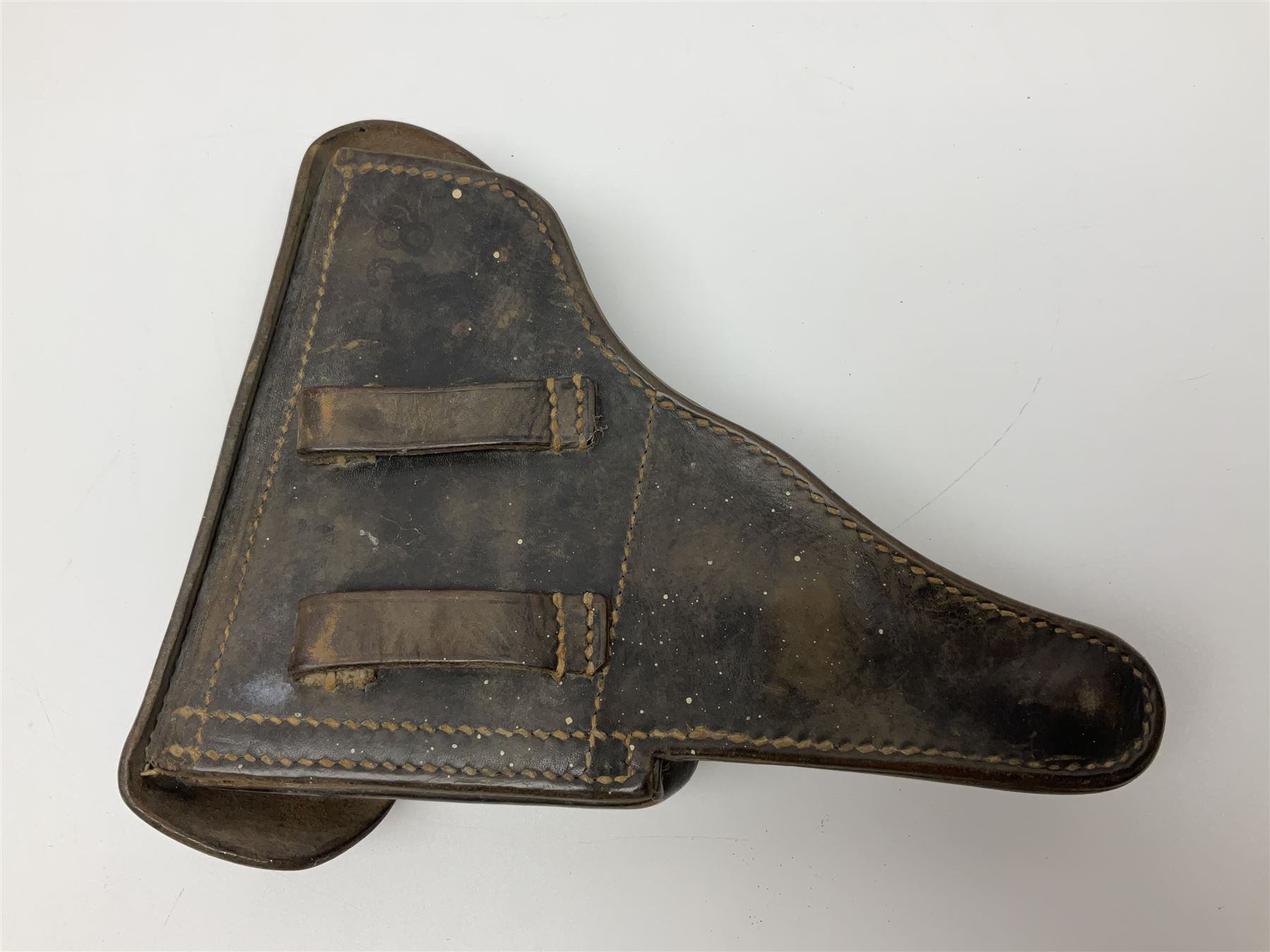 WWII German brown leather holster with side magazine pouch for a Walther P.38 semi-automatic pistol - Image 13 of 16