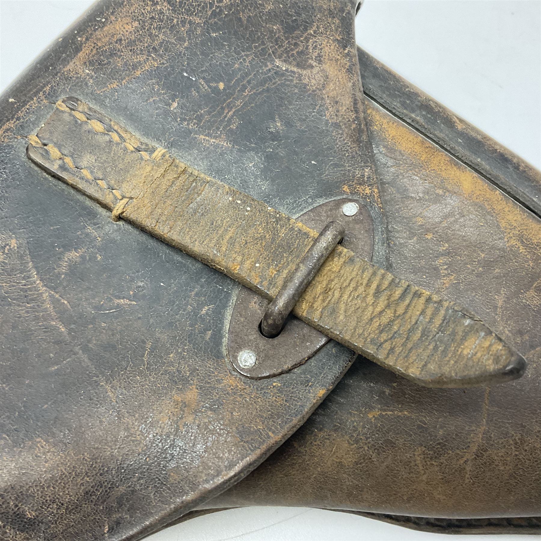 WWII German brown leather holster with side magazine pouch for a Walther P.38 semi-automatic pistol - Image 2 of 16