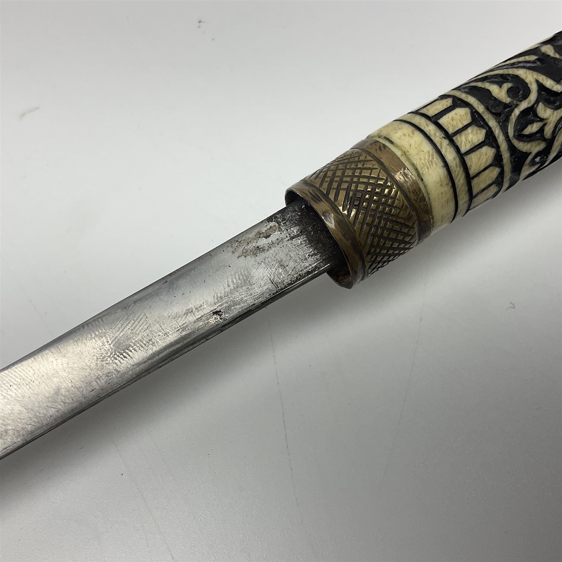 Early 20th century Indian ebonised wooden umbrella sword stick with 36cm blade - Image 15 of 25