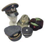 Five various military caps - Chinese