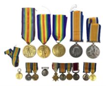 Five WW1 medals comprising Victory Medal awarded to Lieut. J.C. Pocock; Victory Medal awarded to 339